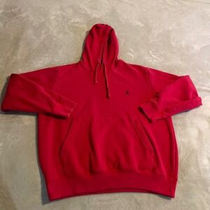 Vintage Nautica Mens Red Pullover Hoodie Sweatshirt Large Cotton Blend Sailboat